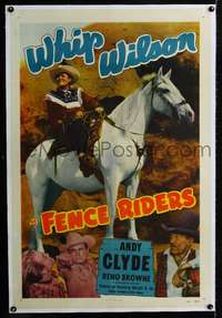 d428 FENCE RIDERS linen one-sheet movie poster '50 Whip Wilson, Andy Clyde