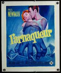 d198 HUSTLER linen French 18x22 movie poster '61 cool Grinsson art!