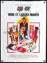 d202 LIVE & LET DIE linen French 23x32 movie poster '73 James Bond!