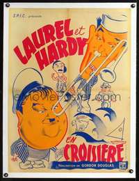 d215 SAPS AT SEA linen French 23x32 movie poster '40s Laurel & Hardy!