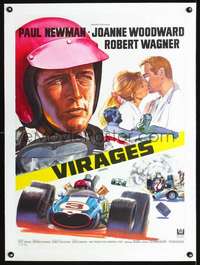 d222 WINNING linen French 23x32 movie poster '69 Newman, Indy car racing!