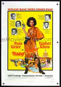 d436 FRIDAY FOSTER linen one-sheet movie poster '76 Pam Grier, Yaphet Kotto