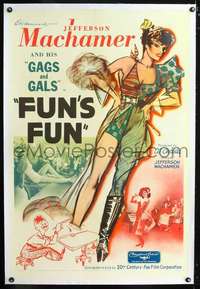 d440 FUN'S FUN linen one-sheet movie poster '37 silly gags & sexy gals!