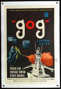 d445 GOG linen one-sheet movie poster '54 sci-fi, Frankenstein of steel!