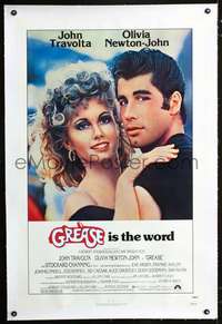 d447 GREASE linen one-sheet movie poster '78 Travolta, Olivia Newton-John