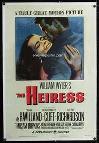 d457 HEIRESS linen one-sheet movie poster '49 William Wyler, de Havilland