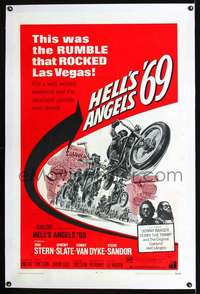 d459 HELL'S ANGELS '69 linen one-sheet movie poster wicked Las Vegas bikers!