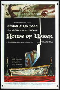 d463 HOUSE OF USHER linen one-sheet movie poster '60 Vincent Price, EA Poe