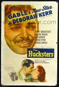 d465 HUCKSTERS linen one-sheet movie poster '47 Clark Gable, Deborah Kerr