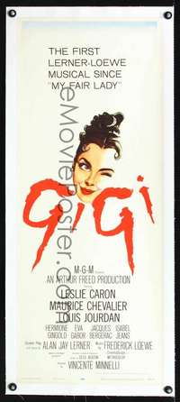 d036 GIGI linen insert movie poster '58 best art of Leslie Caron!