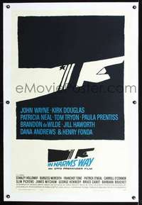 d468 IN HARM'S WAY linen one-sheet movie poster '65 classic Saul Bass art!