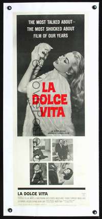 d037 LA DOLCE VITA linen insert movie poster '61 Fellini, sexy Ekberg!