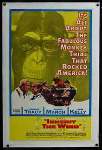d473 INHERIT THE WIND linen style B one-sheet movie poster '60 Spencer Tracy