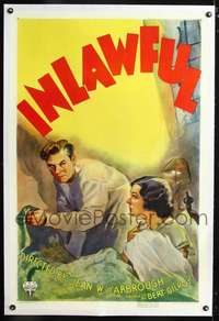 d474 INLAWFUL linen one-sheet movie poster '37 RKO 2-reel marriage comedy!