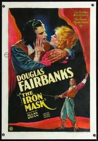 d480 IRON MASK linen one-sheet movie poster '29 Douglas Fairbanks, Sr.