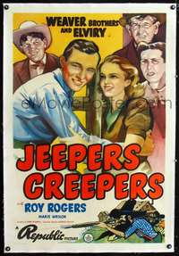 d488 JEEPERS CREEPERS linen one-sheet movie poster '39 young Roy Rogers!