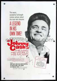 d490 JOHNNY CASH linen one-sheet movie poster '69 great close portrait!