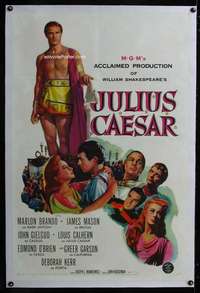 d492 JULIUS CAESAR linen one-sheet movie poster '53 Marlon Brando, Mason