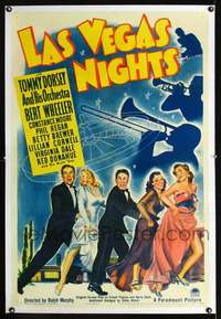 d500 LAS VEGAS NIGHTS linen one-sheet movie poster '41 art of Tommy Dorsey!