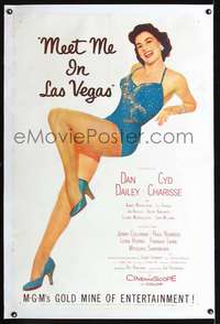 d517 MEET ME IN LAS VEGAS linen one-sheet movie poster '56 sexiest Charisse!