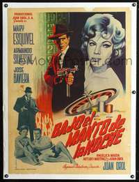 d159 BAJO EL MANTO DE LA NOCHE linen Mexican movie poster '62