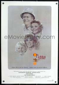 d531 ON GOLDEN POND linen one-sheet movie poster '81 Hepburn, Henry Fonda