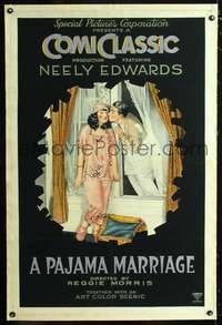 d536 PAJAMA MARRIAGE linen one-sheet movie poster '21 romantic stone litho!