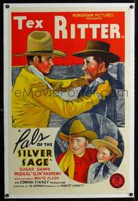 d537 PALS OF THE SILVER SAGE linen one-sheet movie poster '40 Tex Ritter
