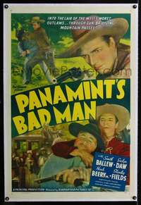 d538 PANAMINT'S BAD MAN linen one-sheet movie poster R40s Smith Ballew c/u!