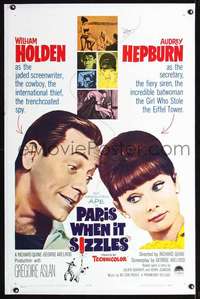 d540 PARIS WHEN IT SIZZLES linen one-sheet movie poster '64 Audrey Hepburn
