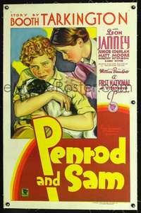 d542 PENROD & SAM linen one-sheet movie poster '31 Junior Cochlan & dog!