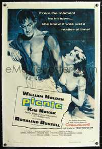 d544 PICNIC linen one-sheet movie poster '56 William Holden, Kim Novak