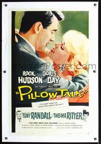 d545 PILLOW TALK linen one-sheet movie poster '59 Hudson loves Doris Day!