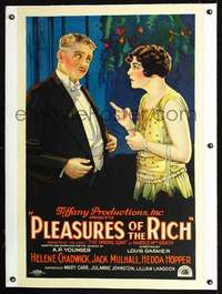 d547 PLEASURES OF THE RICH linen one-sheet movie poster '26 stone litho!