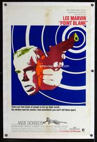 d548 POINT BLANK linen one-sheet movie poster '67 Lee Marvin, Boorman