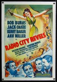 d556 RADIO CITY REVELS linen one-sheet movie poster '38 Ann Miller, Oakie