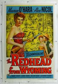 d559 REDHEAD FROM WYOMING linen one-sheet movie poster '53 Maureen O'Hara