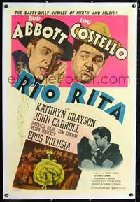 d571 RIO RITA linen style D one-sheet movie poster '42 Abbott & Costello!