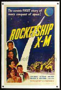 d578 ROCKETSHIP X-M linen one-sheet movie poster '50 alternate printing!