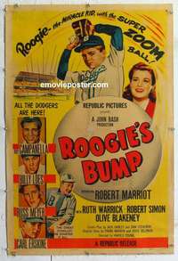 d583 ROOGIE'S BUMP linen one-sheet movie poster '54Brooklyn Dodgers baseball!