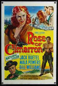 d584 ROSE OF CIMARRON linen one-sheet movie poster '52 Jack Buetel, Powers