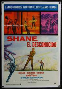 d595 SHANE linen Spanish/U.S. one-sheet movie poster R70s Alan Ladd, Jean Arthur