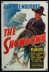 d597 SHOWDOWN linen one-sheet movie poster '40 Hopalong Cassidy