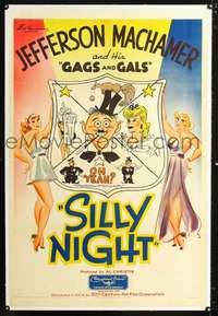 d599 SILLY NIGHT linen one-sheet movie poster '37 Jeff Machamer cartoon art!