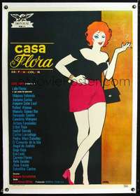 d169 CASA FLORA linen Spanish movie poster '73 sexy bad girl by Jano!