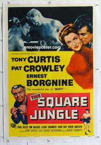d608 SQUARE JUNGLE linen one-sheet movie poster '56 boxing Tony Curtis!