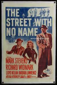 d613 STREET WITH NO NAME linen one-sheet movie poster R54 Richard Widmark