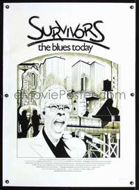 d616 SURVIVORS THE BLUES TODAY linen one-sheet movie poster '84 Wolff art!