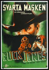 d087 SUNSET OF POWER linen Swedish movie poster '37 best art of Buck Jones!