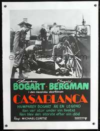 d089 CASABLANCA linen Swedish movie poster R73 Bogart, Rains, Veidt
